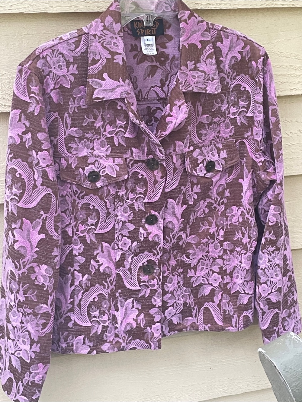 Kindred Spirit Lavender Floral Jean Jacket XL vintage